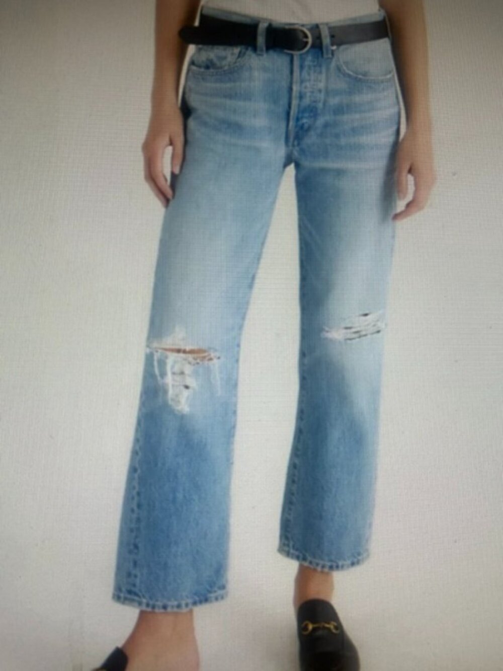EDWIN USA Kali Ankle in Mission Blue Distress Organic Cotton Cropped Jean NEW